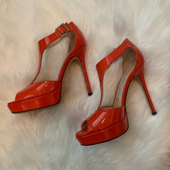 Jimmy Choo tangerine t-strap heel size 7.5/37.5 - Picture 7 of 7